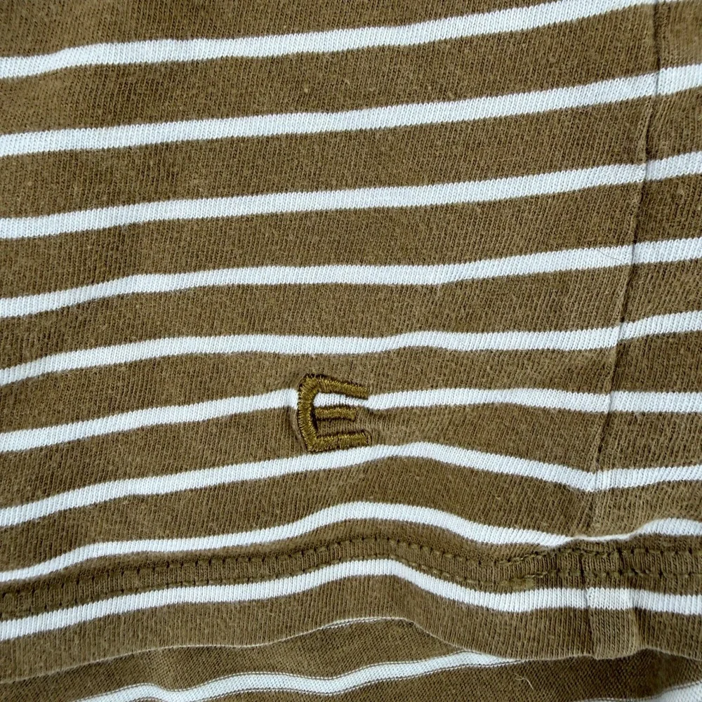 Everlane Uniform Mens Organic Cotton Striped T-Shirt Olive Green White Size M - Picture 5 of 7